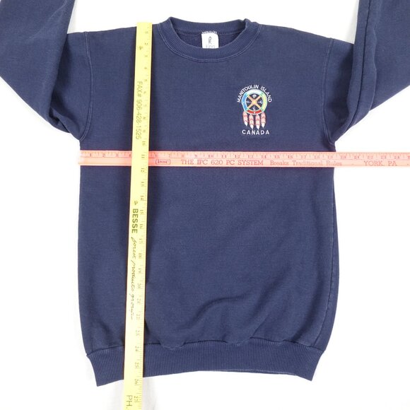 Vintage Manitoulin Island Canada Sweatshirt Adult Small Indigenous Embroidery - Picture 10 of 11
